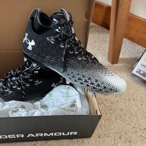Football Cleats Under Armour Black and White Athletic Shoes
